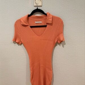 Abercrombie & Fitch Orange Ribbed Mini Dress